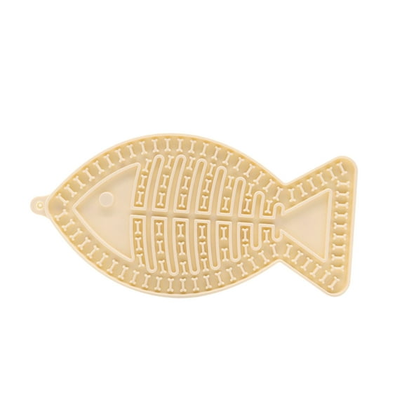 Fish-Shaped Cat Slow Feeder Lick Mat - Non- Pet Anxiety Relief Mat for Cats & Dogs, Fun Puzzle Feeder for Treats, Yogurt & Peanut Butter, Bathing & Grooming Aid with Suction Cups