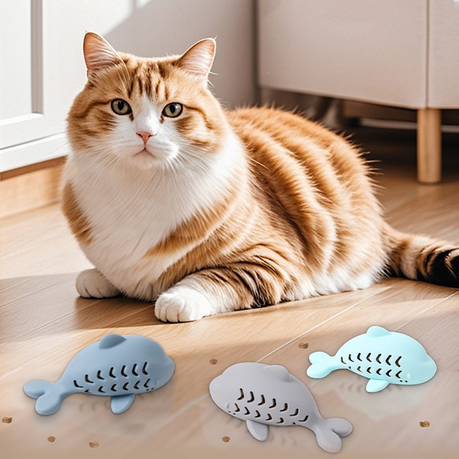 Fish-Shaped Cat Treat Dispenser Toy Cat Puzzle Slow Feeder Interactive ...