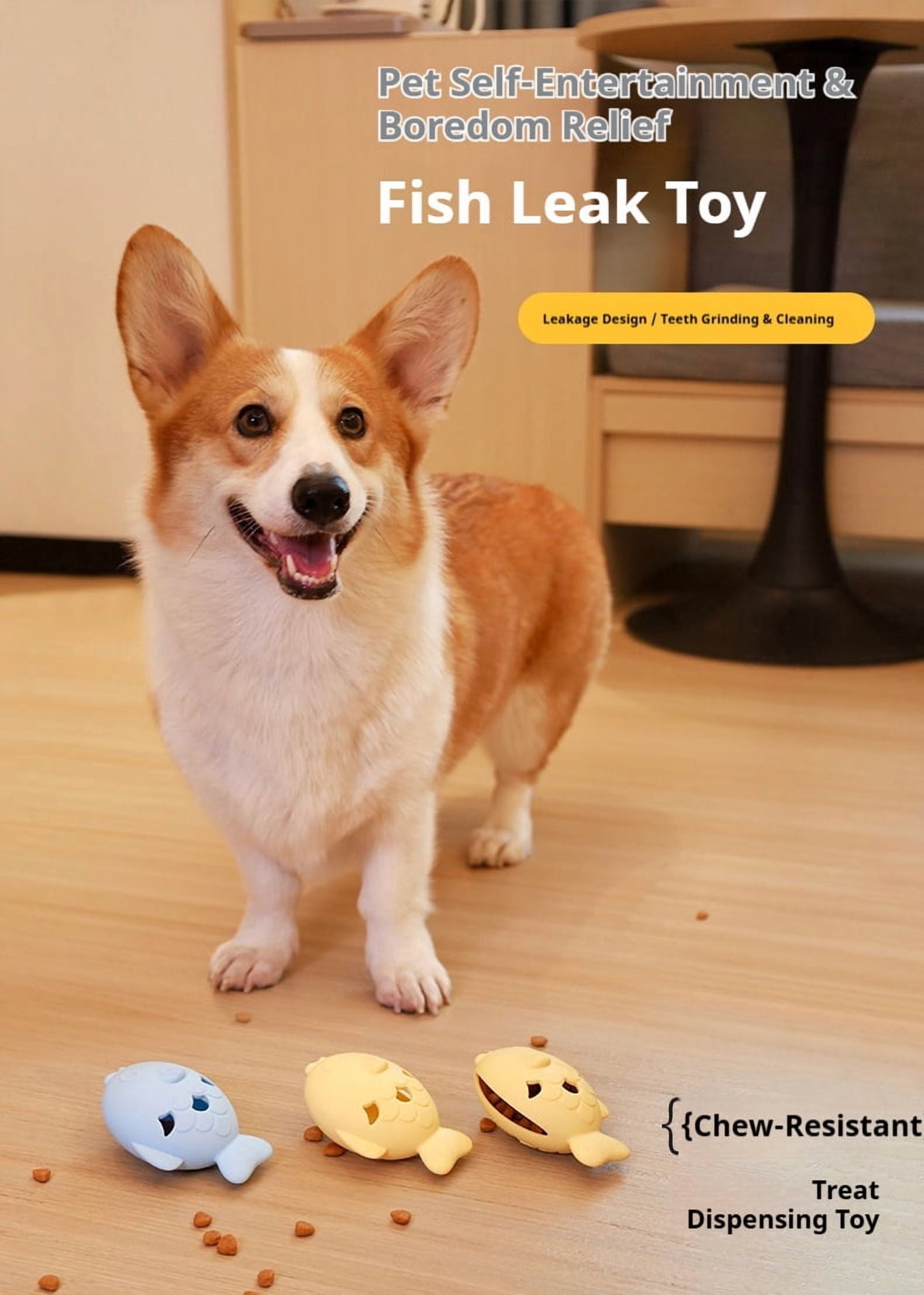 Fish-Shaped Dog Treat Dispenser Toy, Food-Grade Silicone Slow Feeder for Boredom Relief, Self-Entertainment & Pet Interaction, Durable Chew Toy with Treat Leakage Design, Teeth Cleaning Surface