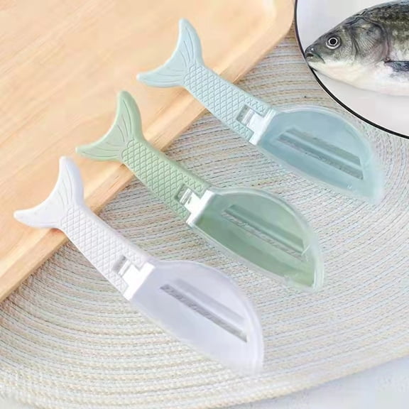 Fish Shaped Fish Scale Scraper with Lid, Blue,Fresh corn kernel stripping,Corn peeler,Stainless steel,Blue