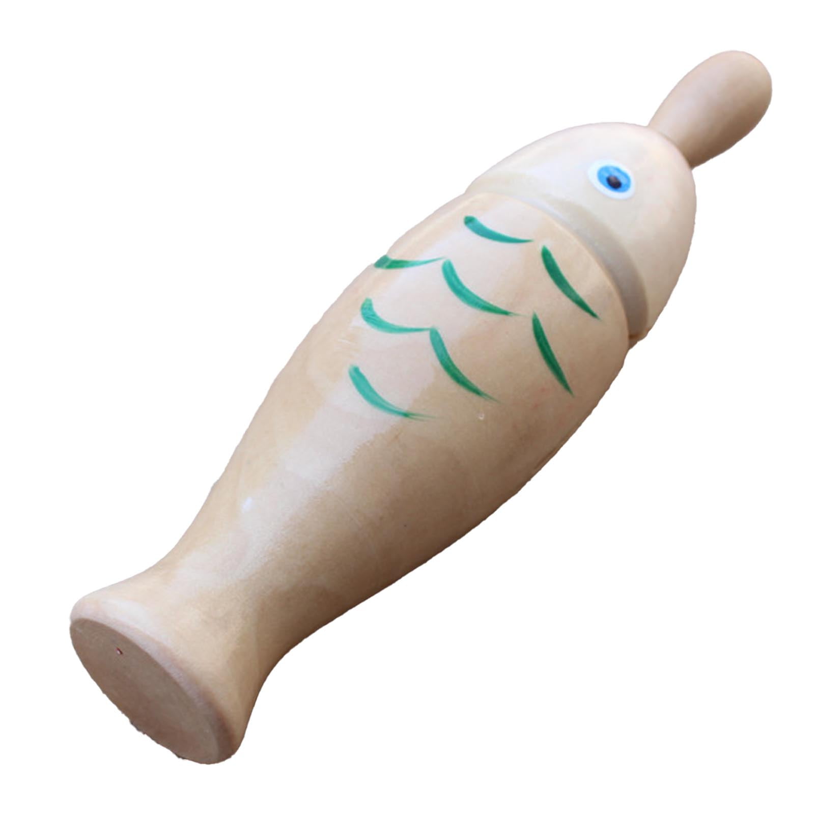 Fish Shaped Guiro Instrument Wooden Frog Rasp Musical Percussion Toy