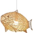 thumbnail image 1 of Fish-Shaped Lantern Pendant Lighting Rattan Light, 24inch Weaving Natural Wicker Ceiling Hanging Light Woven Chandelier with Adjustable Cord for Dining Room Living Room Restaurant, 1 of 7