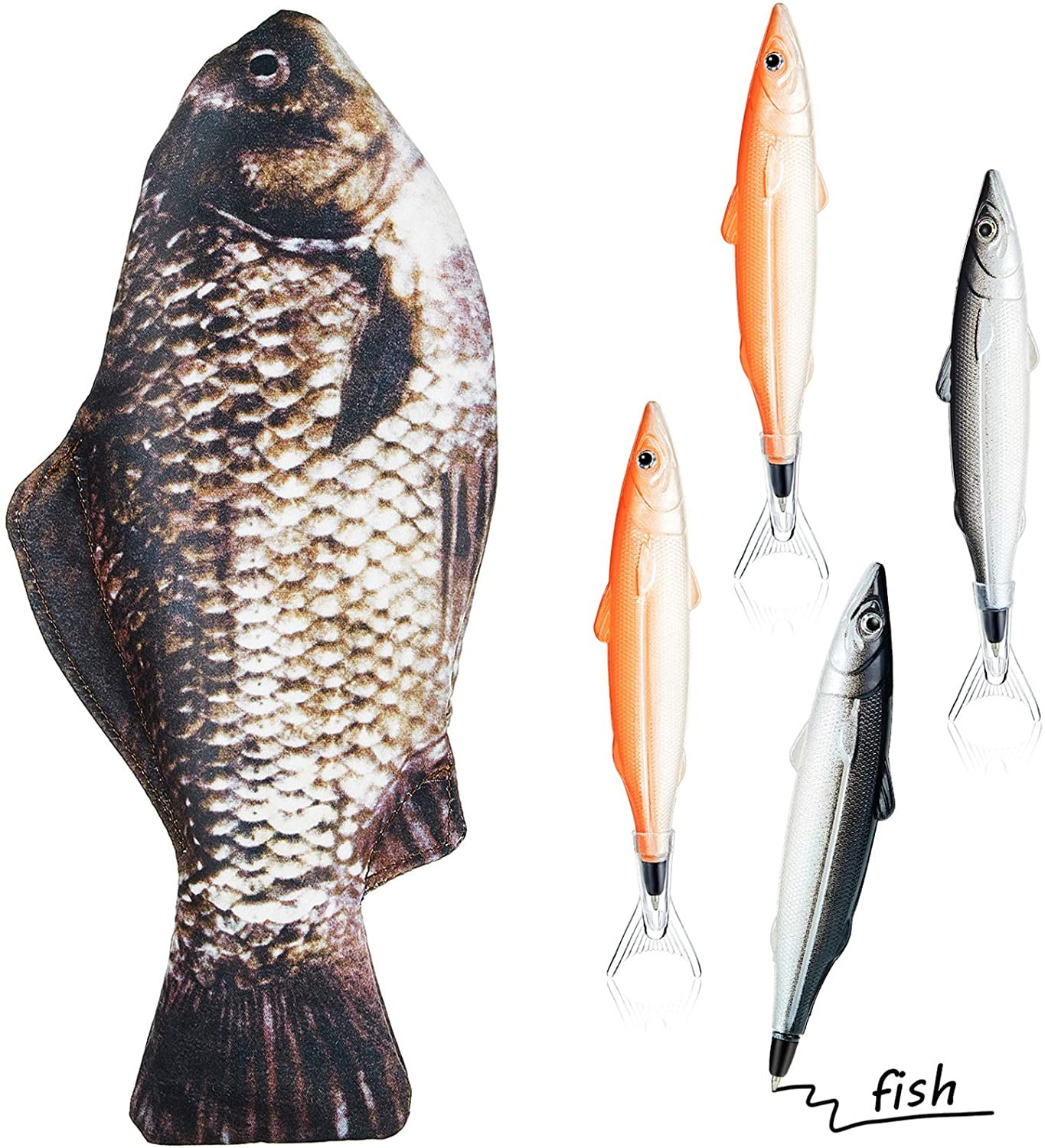 Fish Shaped Pencil Case with Padded Foam Lining and Cute Fish Pens