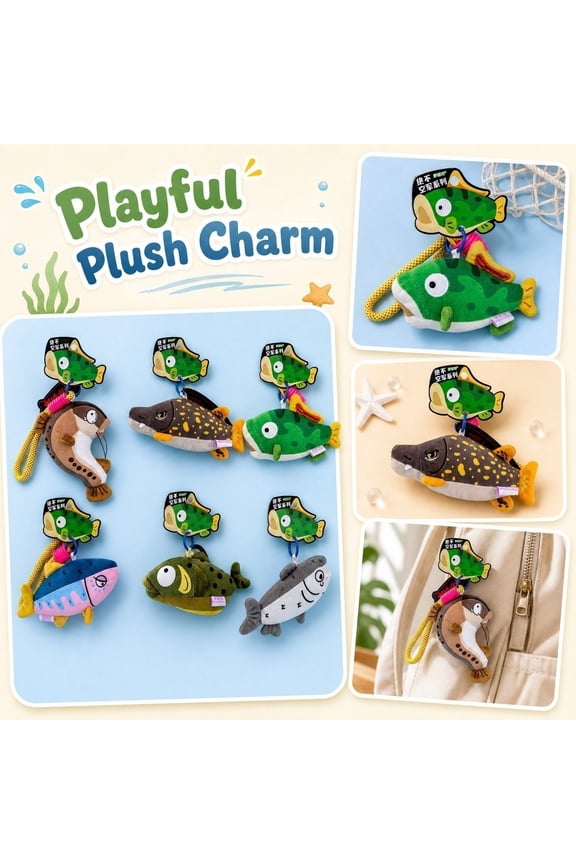Fish Shaped Plush Keychain Accessory, Cute Squeezable Toy Charm For Backpacks And Bags, A Fun And Portable Stress Relief Gadget For All Ages, 1Pack B