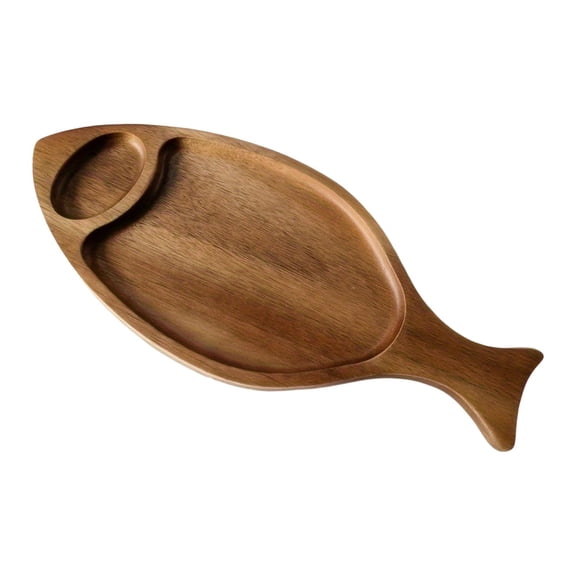 Fish Shaped Serving Tray Wooden Food Platter Decorative Dish for Holiday Parties and Kitchen Entertaining