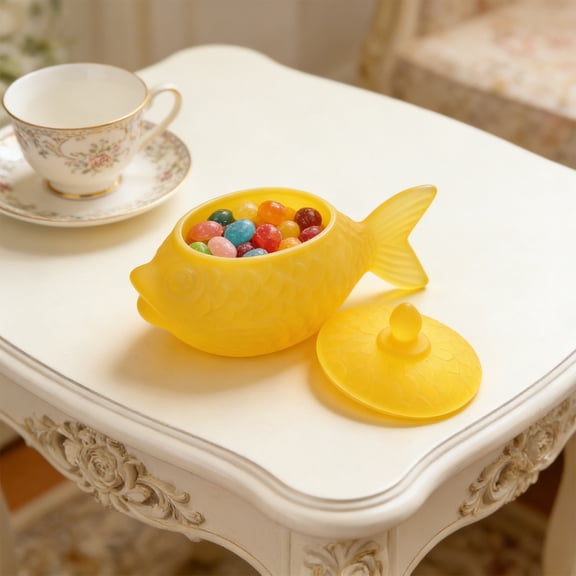 Fish-Shaped Storage Jar Glass And Seasoning Jar Small Item Organizer, Handcrafted Fish Shaped Glass Jar for Candy Dried Fruit Snacks Coffee Beans, Decorative Glass Container for Home Kitchen Storage