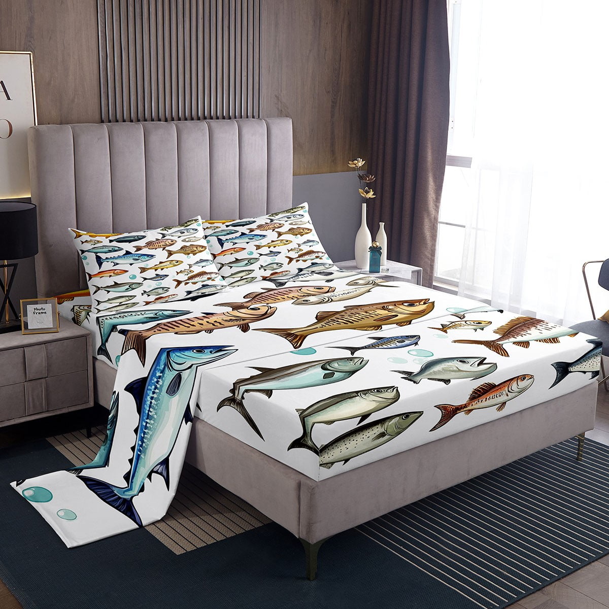 Fish Sheets Twin Size Fishing And Hunting Themed Bed Sheets Ocean ...