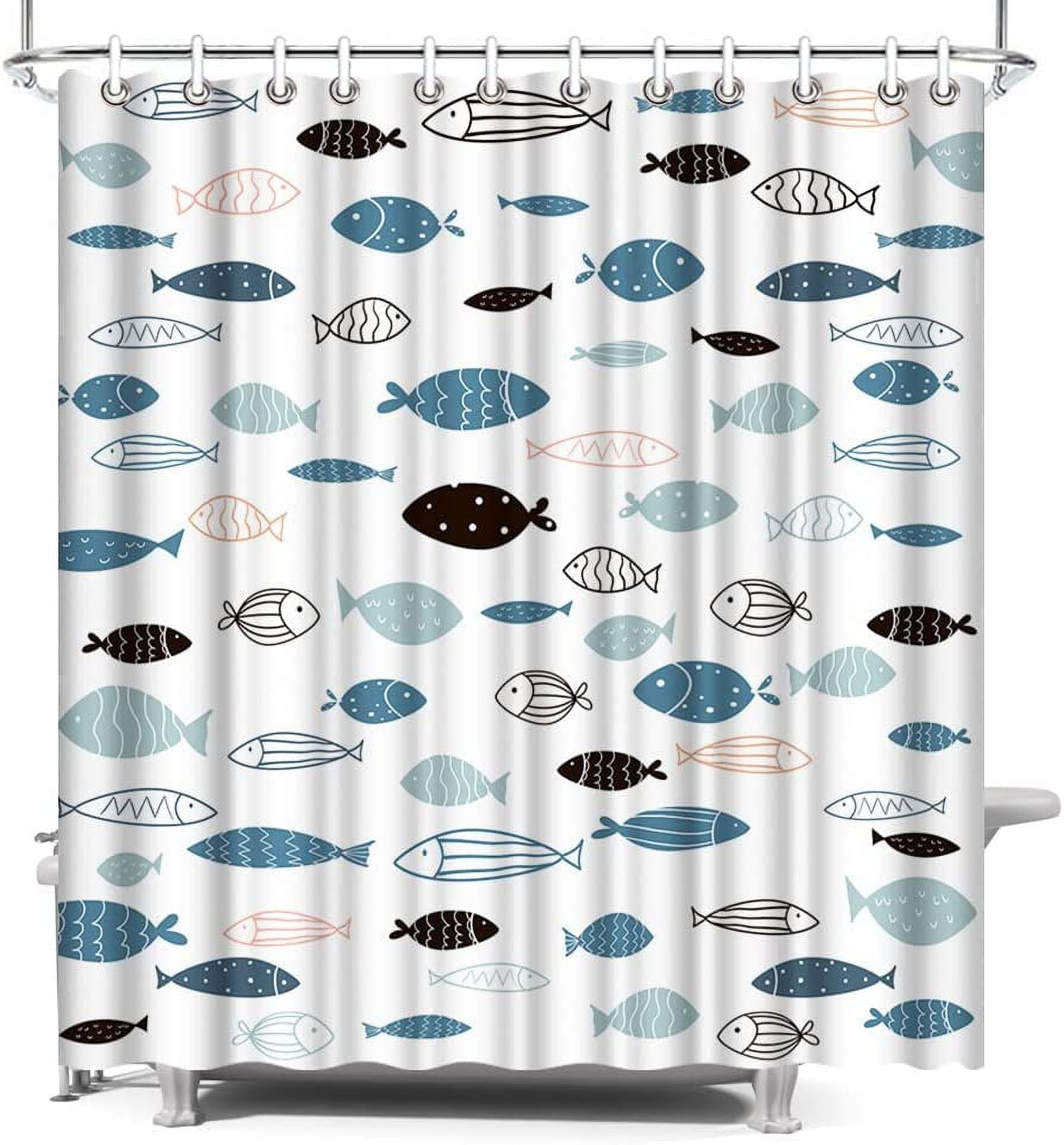 blue fish shower curtain hooks Fish Shower Curtain 72