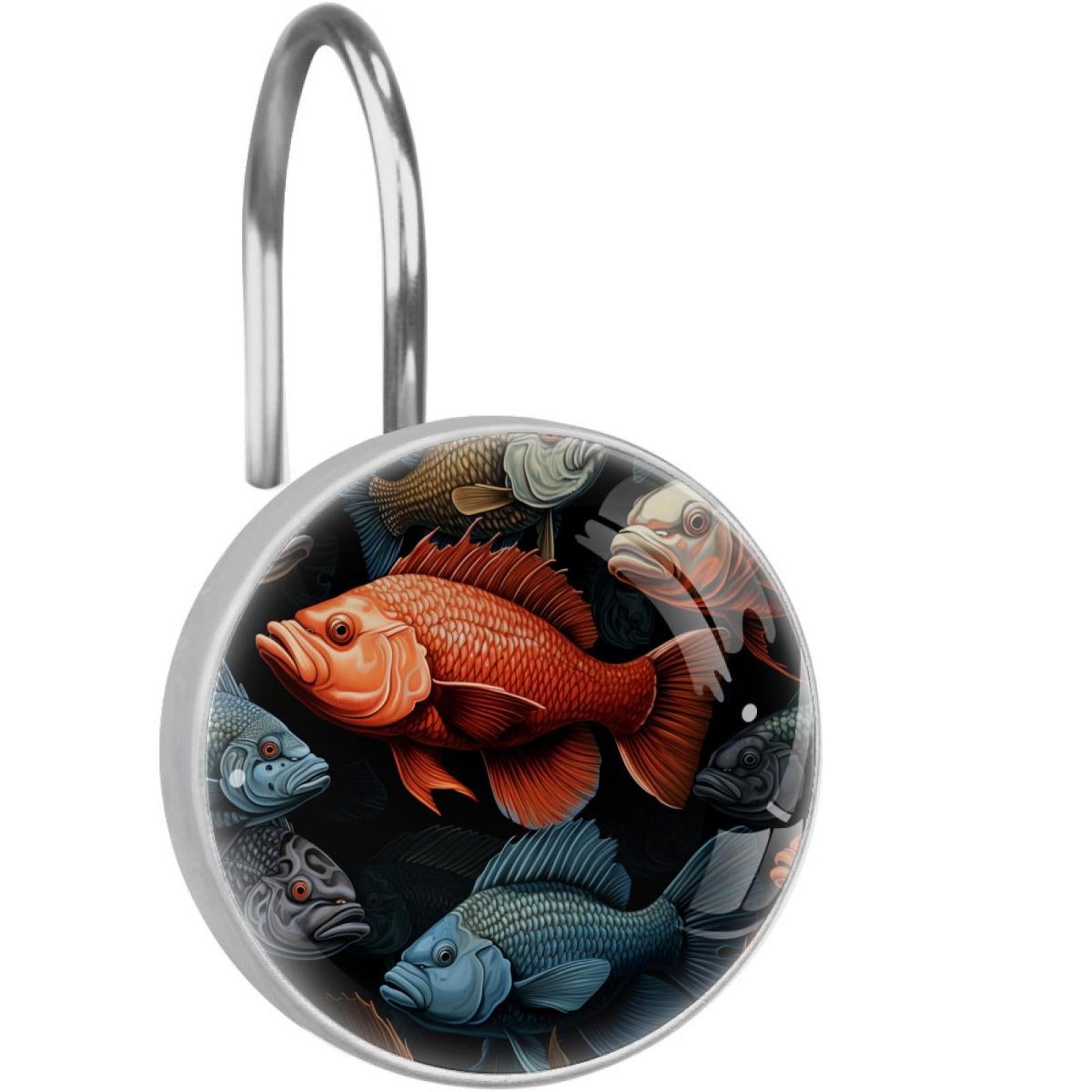 Fish Shower Curtain Hooks （Set of 12） for Home Hotel Shower Rods