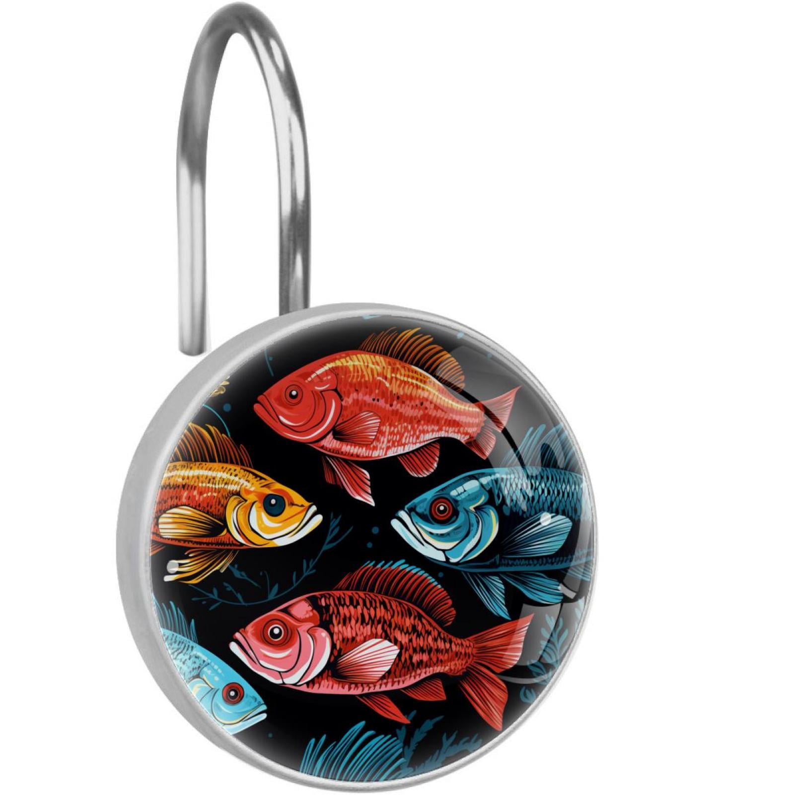 Fish Shower Curtain Hooks （Set of 12） for Home Hotel Shower Rods