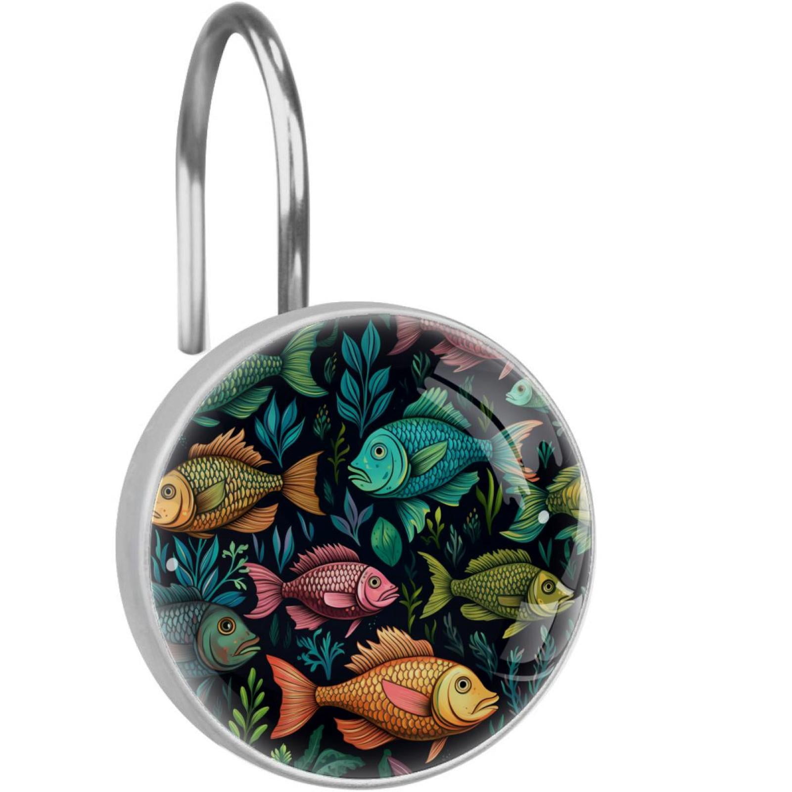 Fish Shower Curtain Hooks （Set of 12） for Home Hotel Shower Rods