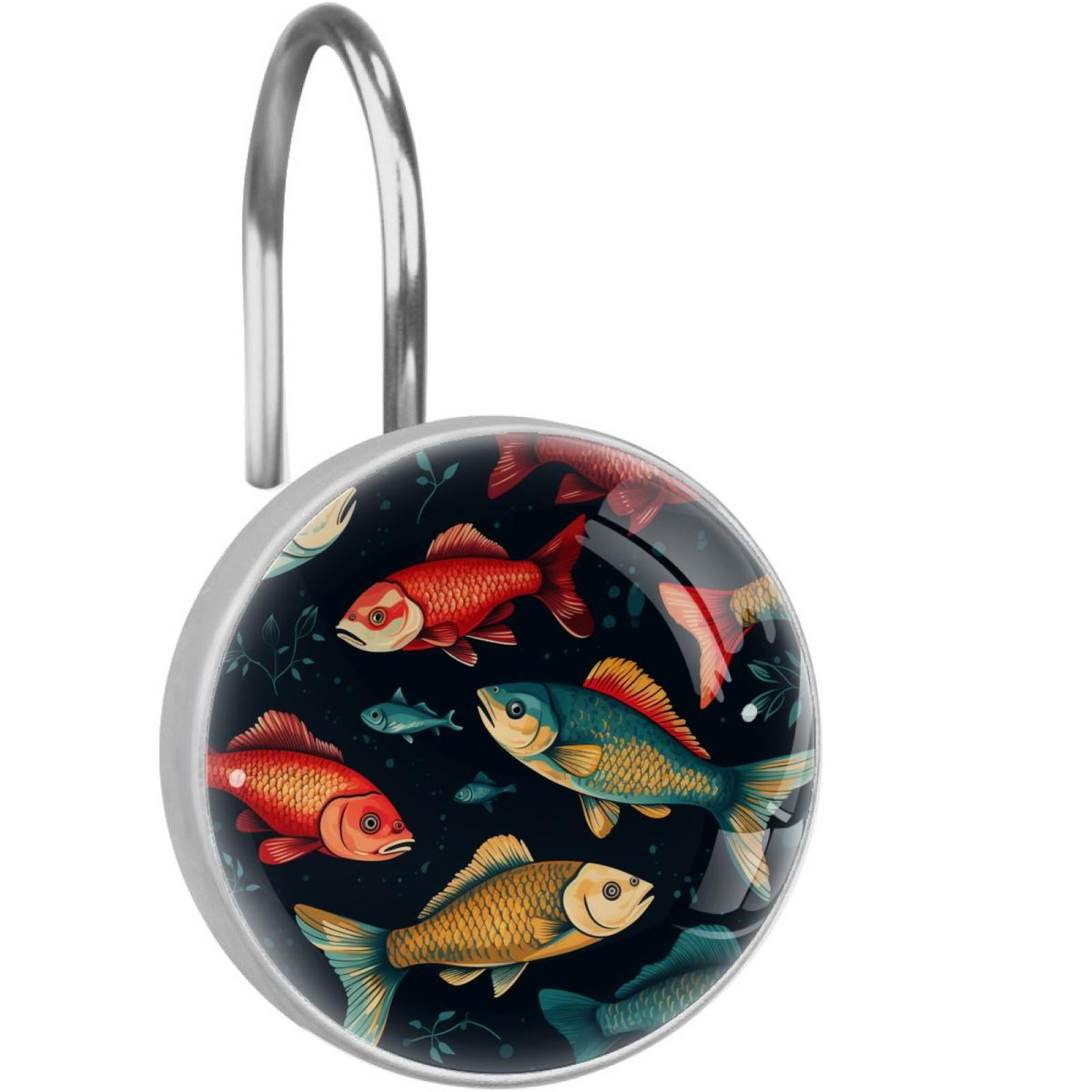 Fish Shower Curtain Hooks （Set of 12） for Home Hotel Shower Rods
