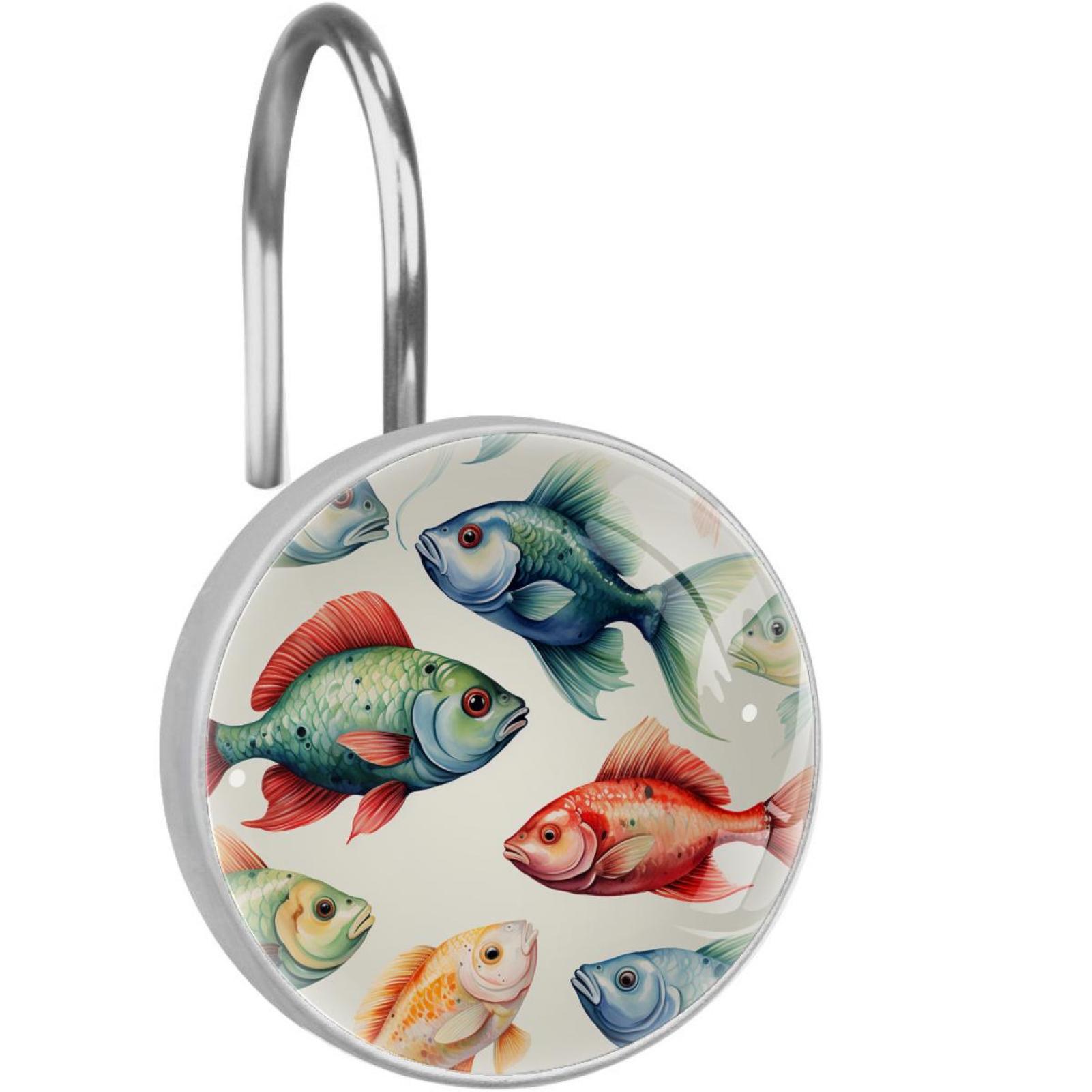 Fish Shower Curtain Hooks （Set of 12） for Home Hotel Shower Rods