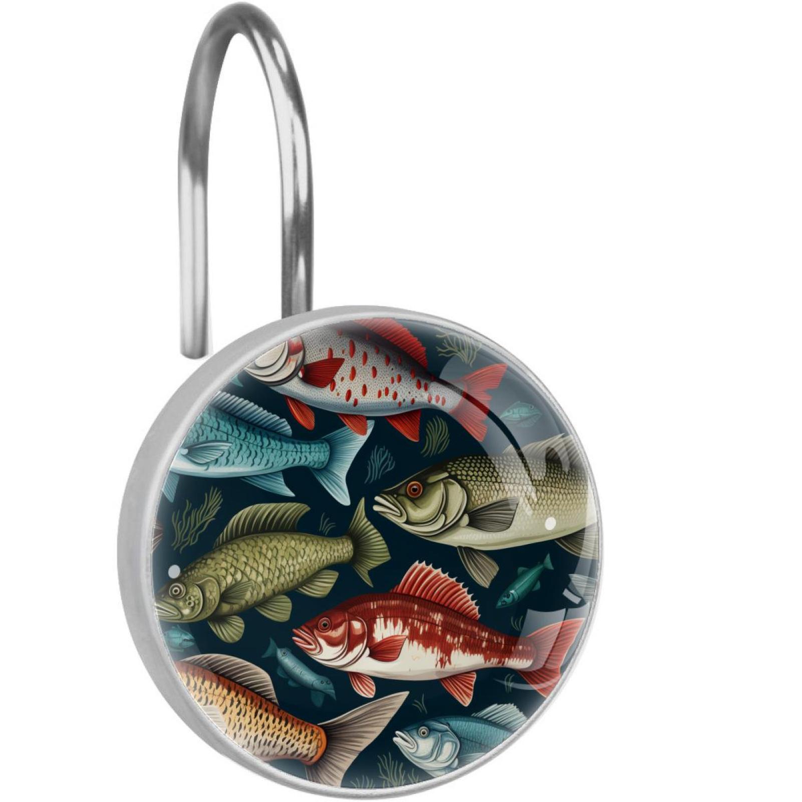 Fish Shower Curtain Hooks （Set of 12） for Home Hotel Shower Rods