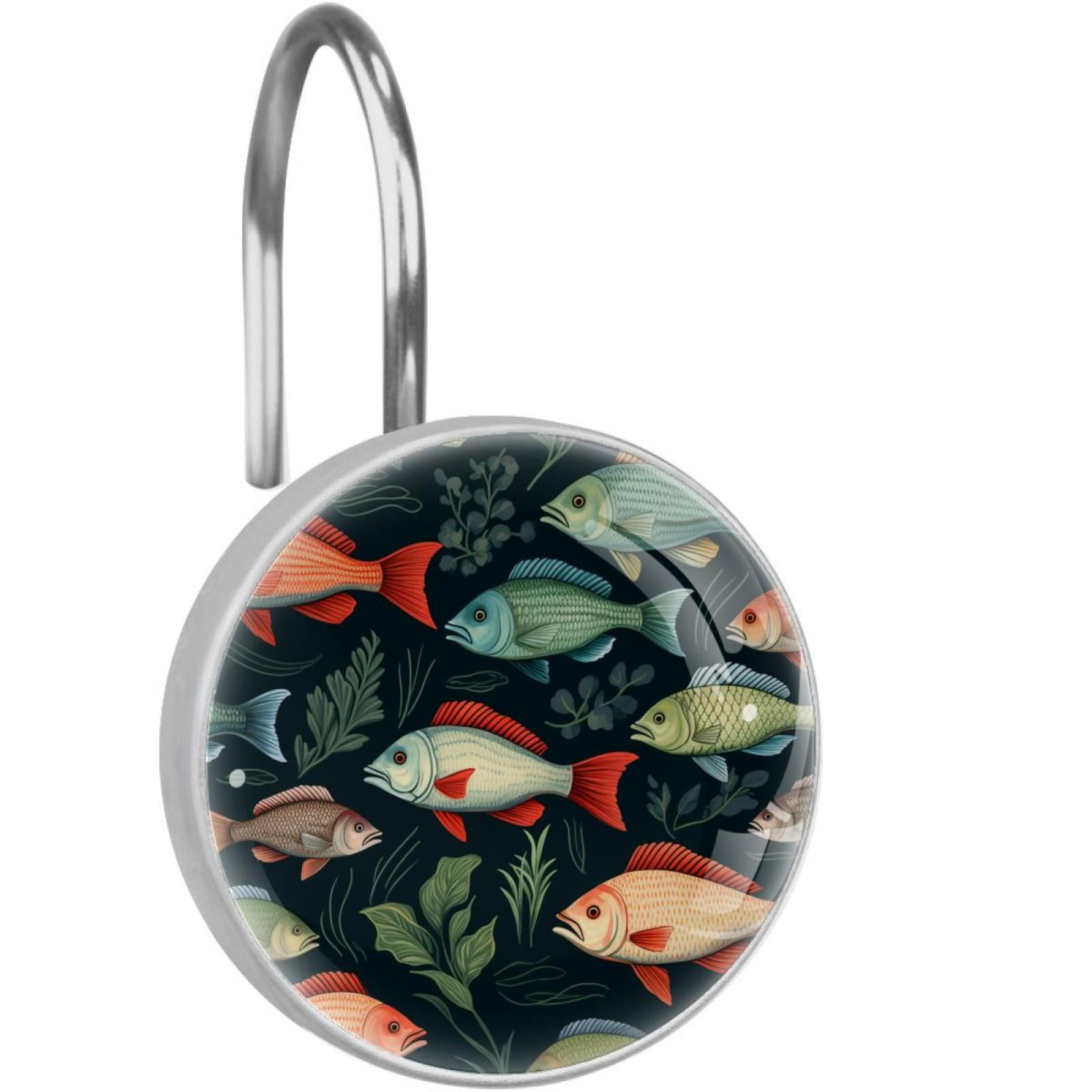 Fish Shower Curtain Hooks （Set of 12） for Home Hotel Shower Rods