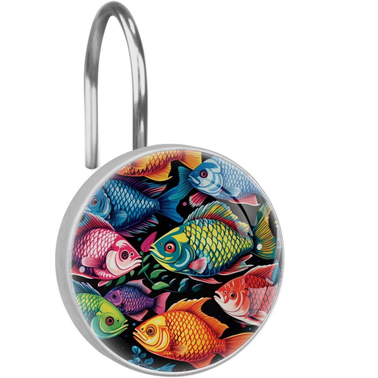 Fish Shower Curtain Hooks （Set of 12） for Home Hotel Shower Rods