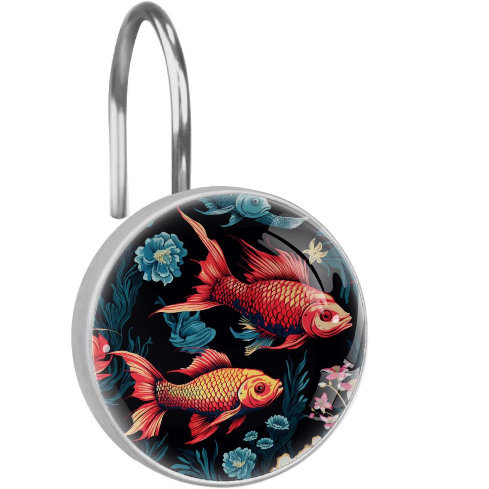 Fish Shower Curtain Hooks （Set of 12） for Home Hotel Shower Rods