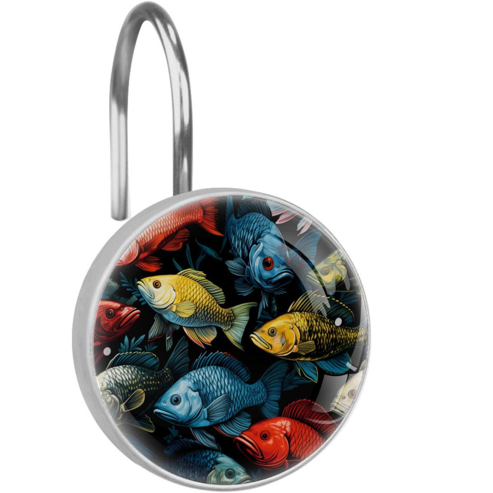 Fish Shower Curtain Hooks （Set of 12） for Home Hotel Shower Rods