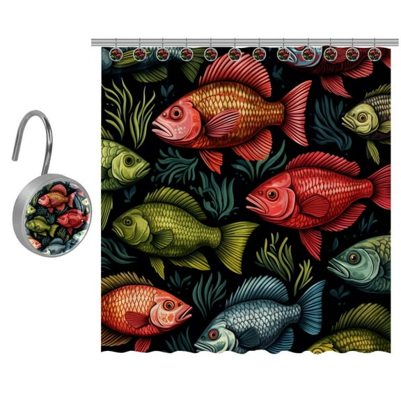 Fish Shower Curtain Set for Bathroom