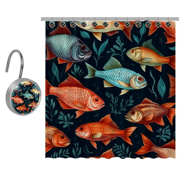Fish Shower Curtain Set for Bathroom