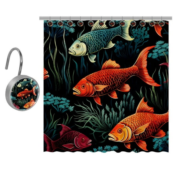 Fish Shower Curtain Set for Bathroom