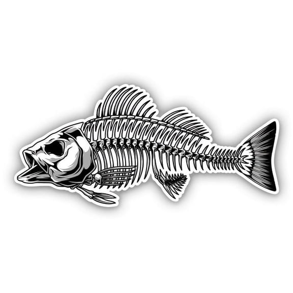 Fish Skeleton - 3" Vinyl Sticker - For Car Laptop Water Bottle Phone - Waterproof Decal