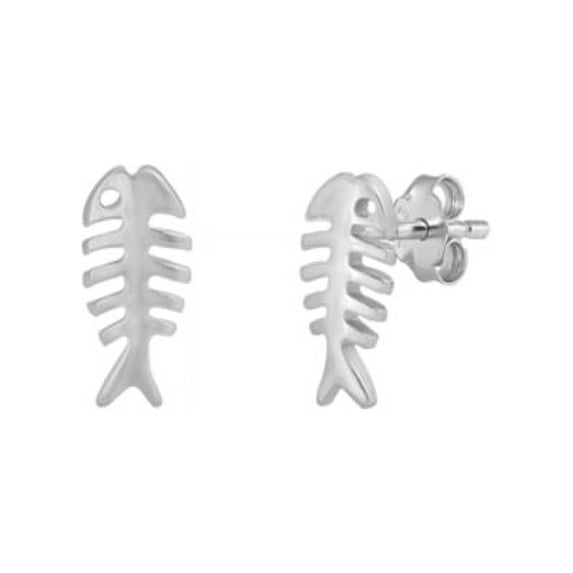 Fish Skeleton Earrings, Sterling Silver 925, Jewelry With Box