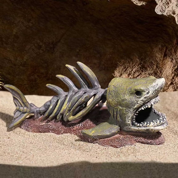 Fish Skeleton Ornament - Piranha & Shark Bone Replica Resin Crafts for Aquarium & Reptile Hideout