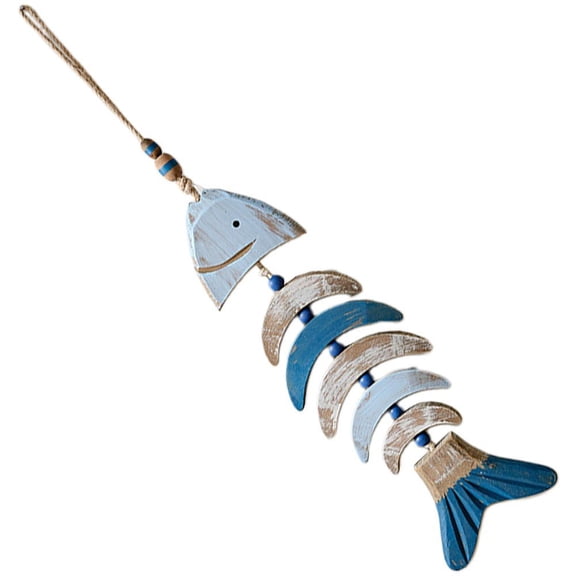 Fish Skewer Pendant Woodsy Decor Wall Mediterranean Style Nautical Wall Hanging Fish Shape Pendants Wall Hanging Style Pendant Home Room Gifts