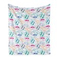 thumbnail image 1 of Fish Soft Flannel Fleece Blanket, Marine Design Ocean Animals Underwater Hand-Drawn in Lively Colors Retro Cartoon Style, Cozy Plush for Indoor and Outdoor Use, 70" x 90", Multicolor, by Ambesonne, 1 of 5