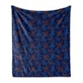 thumbnail image 1 of Fish Soft Flannel Fleece Blanket, Oriental Koi Fish Floral Arrangement Petals and Leaves Doodle Style Animal, Cozy Plush for Indoor and Outdoor Use, 50" x 60", Royal Blue Aqua Orange, by Ambesonne, 1 of 5