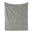 thumbnail image 1 of Fish Soft Flannel Fleece Blanket, Squama Pattern with Intertwined Half Circles Aquatic Animal and Snake Scale Design, Cozy Plush for Indoor and Outdoor Use, 60" x 80", Tan Pale Blue, by Ambesonne, 1 of 5