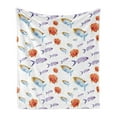thumbnail image 1 of Fish Soft Flannel Fleece Blanket, Underwater Life Themed Art with Tropical Goldfish and Mackerel in Pastel Watercolors, Cozy Plush for Indoor and Outdoor Use, 50" x 70", Multicolor, by Ambesonne, 1 of 5