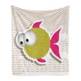 thumbnail image 1 of Fish Soft Flannel Fleece Throw Blanket, Comical Illustration of a Bubble Fish Abstract Blowfish with Huge Eyes Humor Print, Cozy Plush for Indoor and Outdoor Use, 60" x 80", Multicolor, by Ambesonne, 1 of 5