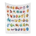 thumbnail image 1 of Fish Soft Flannel Fleece Throw Blanket, Composition of Sea Creatures Nursery Cartoon Style Vivid Colors Happy Fish Abstract, Cozy Plush for Indoor and Outdoor Use, 50" x 70", Multicolor, by Ambesonne, 1 of 5