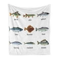 thumbnail image 1 of Fish Soft Flannel Fleece Throw Blanket, Group of Animals Perch Tuna Pike Flounder Mackerel Trout Aquatic Life Artwork Print, Cozy Plush for Indoor and Outdoor Use, 70" x 90", Multicolor, by Ambesonne, 1 of 5