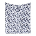 thumbnail image 1 of Fish Soft Flannel Fleece Throw Blanket, Japanese Carp Koi Wave Patterned Background Ancestral Animals Culture, Cozy Plush for Indoor and Outdoor Use, 50" x 70", Dark Blue White, by Ambesonne, 1 of 5