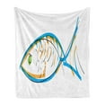 thumbnail image 1 of Fish Soft Flannel Fleece Throw Blanket, Maritime Image Contour Drawing Aquarium Animal Vibrant Colors Cartoon Style, Cozy Plush for Indoor and Outdoor Use, 50" x 60", Blue Orange Green, by Ambesonne, 1 of 5