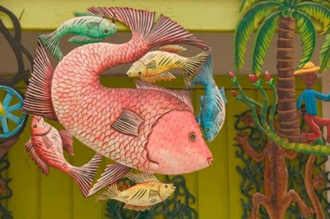 Fish Souvenir at Al Verns Craft Market Turks and Caicos Caribbean Canvas Art - Walter Bibikow DanitaDelimont (26 x 17)