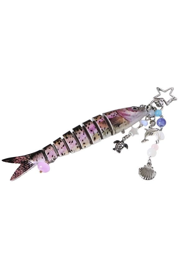 Fish Star Keychain Acrylic Fishing Lure Keychain Backpack Pendant Fishing Gifts for Men (Pink)