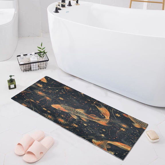 Fish Star Sun Bath Mat 39x20 Non-Slip Bathroom Rugs Absorbent Soft Plush Quick Dry for Tub Shower Kitchen Home Decor