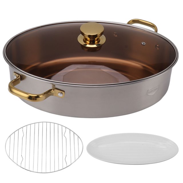Fish Steam Pot Oval 304 Stainless Steel Multi Use Cookware for Seafood