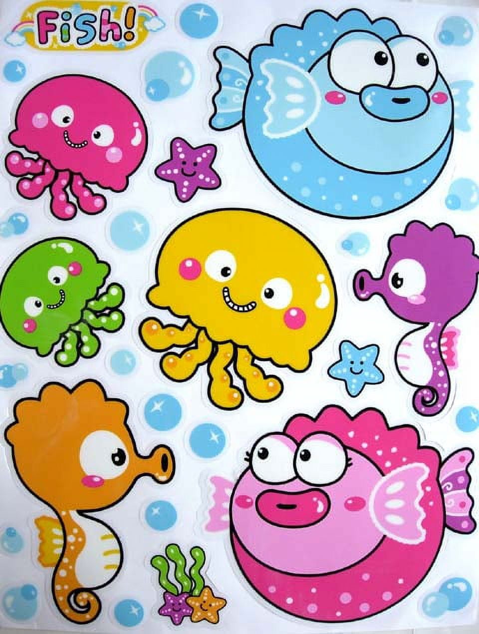 Fish Sticker Set - Ocean Animals Sticker (14 x 10) - Walmart.com