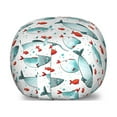 thumbnail image 1 of Fish Storage Toy Bag Chair, Subaquatic Animal Pattern on Dotted Background Ocean Inhabitants with Scales, Stuffed Animal Organizer Washable Bag, Small Size, Orange and Pale Blue, by Ambesonne, 1 of 3