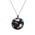 thumbnail image 1 of Fish Stunning Glass Design Circular Pendant Jewelry Necklace, 1 of 5