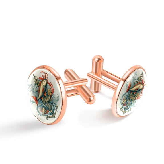Fish Stylish Shirt Cufflinks for Men, Suitable for Formal Attire, Made of Stainless Steel, for Business Meetings and Special Occasions