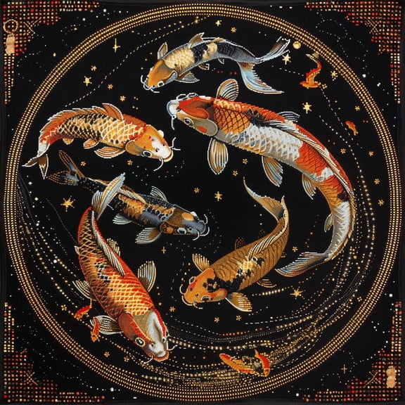 Fish Swimming DIY 11CT Stamped Cross Stitch Kits for Beginners Easy Needlepoint Embroidery Counted Cross Stitch Art Craft for Wall Decoration 20x20inch(1)