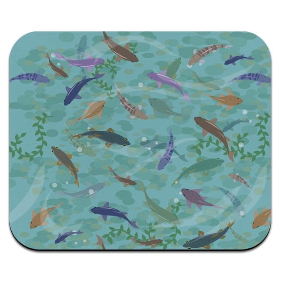 Fish Swimming in River Pattern Low Profile Thin Mouse Pad Mousepad