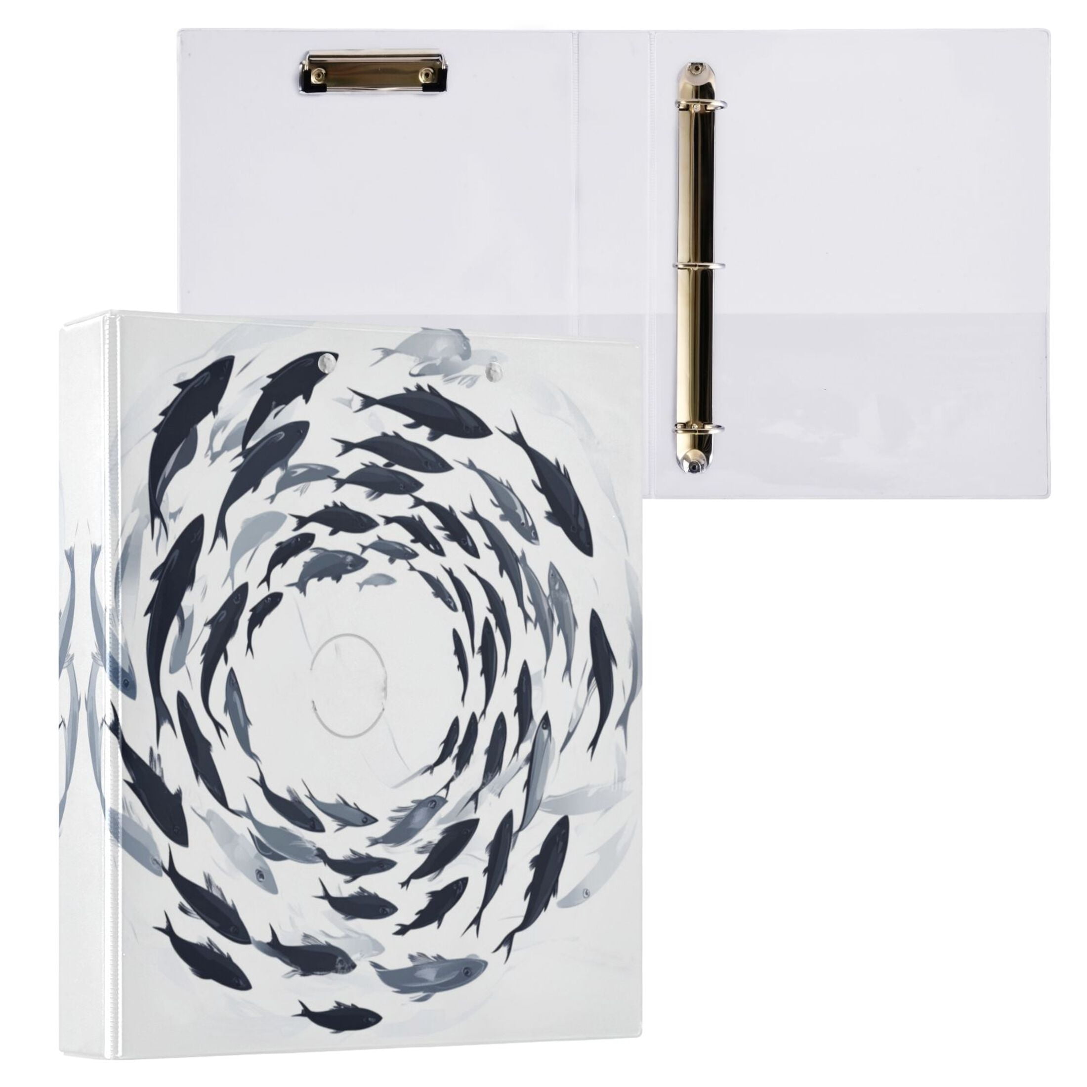 Fish Swimming in Spiral 3 Ring Hardcover Binders 1.5in Round Rings for ...