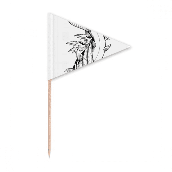 Fish Swimng Satified Sea Seaw Toothpick Triangle Cupcake Toppers Flag